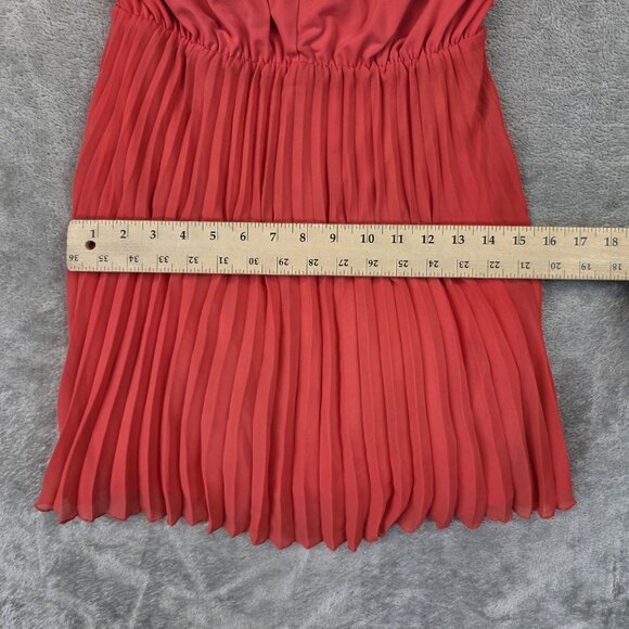 Bebe Dress Womens Extra Small Coral Pleated Mini Gold Necklace Halter Party - Picture 6 of 11